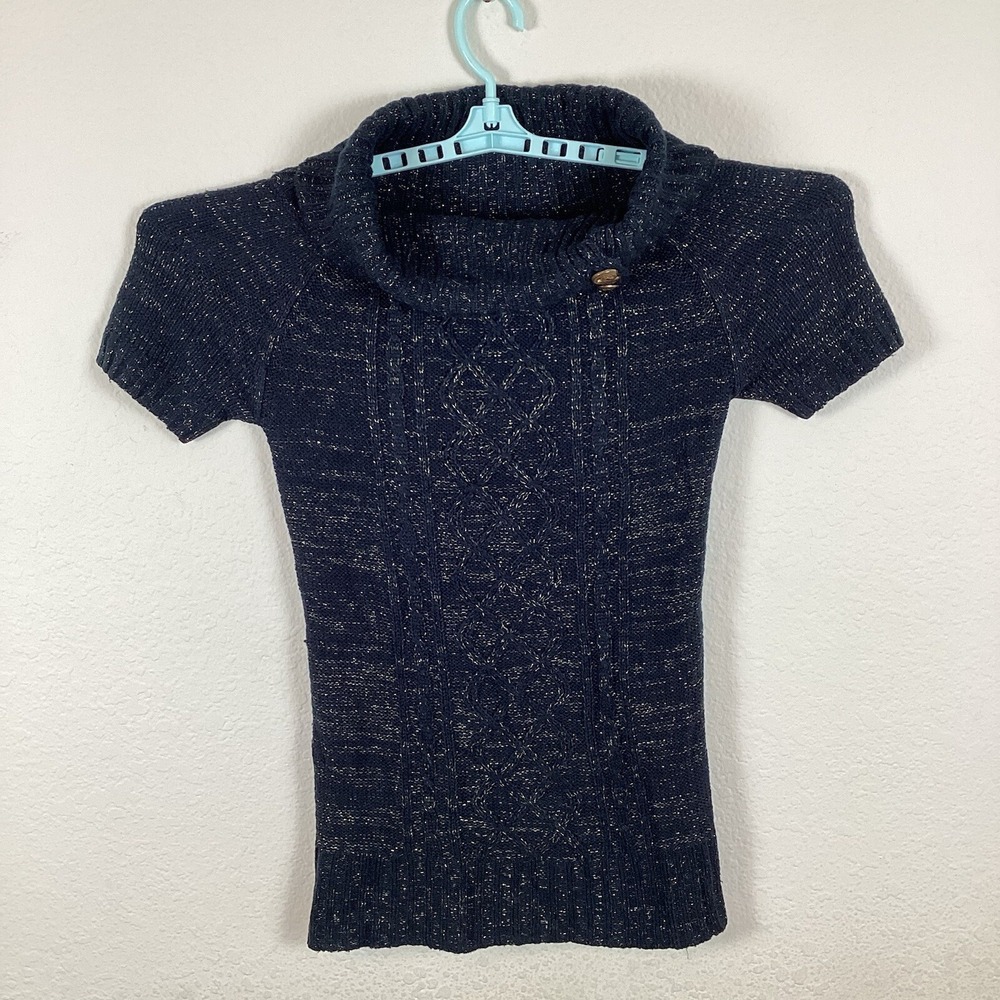Twenty One Womens Sweater Shirt Sz M Short Sleeve Pullover Turtle Neck